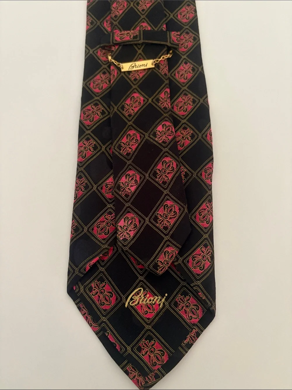 Brioni Men’s  Multicolor Geometric Design 100% Silk  Necktie Hand Made in Italy
